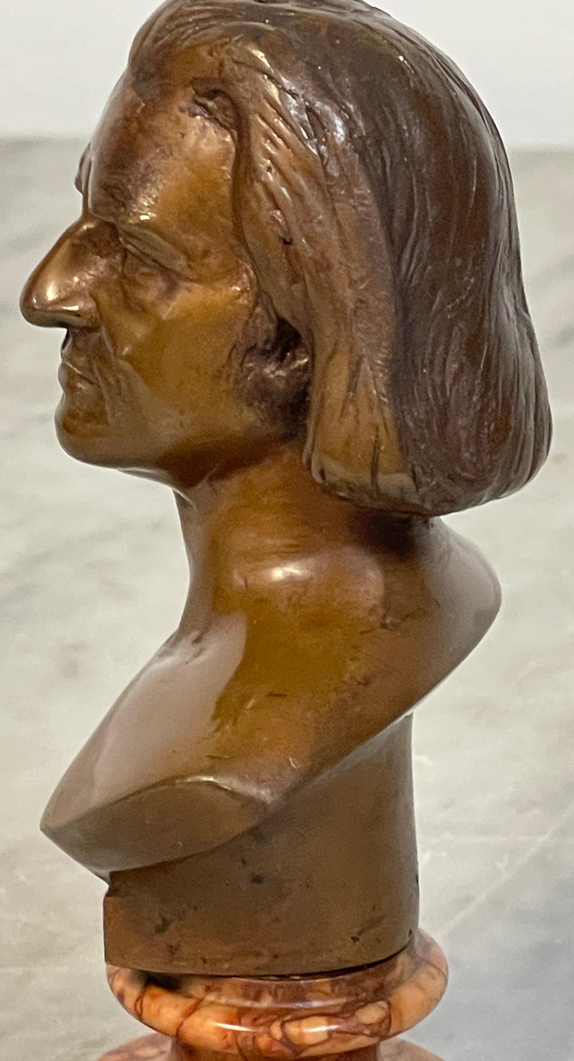 19th Century Diminutive Bronze & Marble Portrait Bust of Franz Liszt For Sale 1