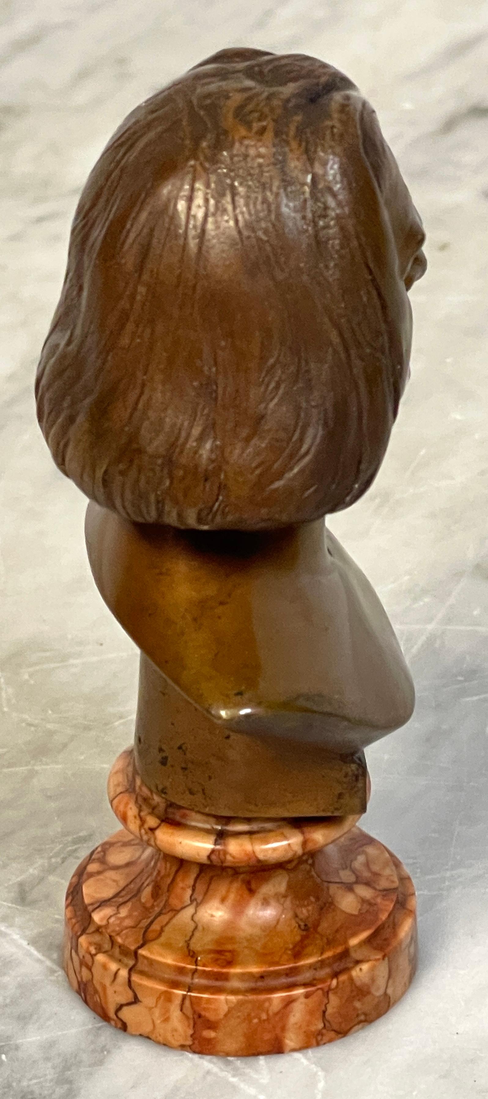 Busto di ritratto di Franz Liszt in bronzo e marmo del XIX secolo in vendita 2