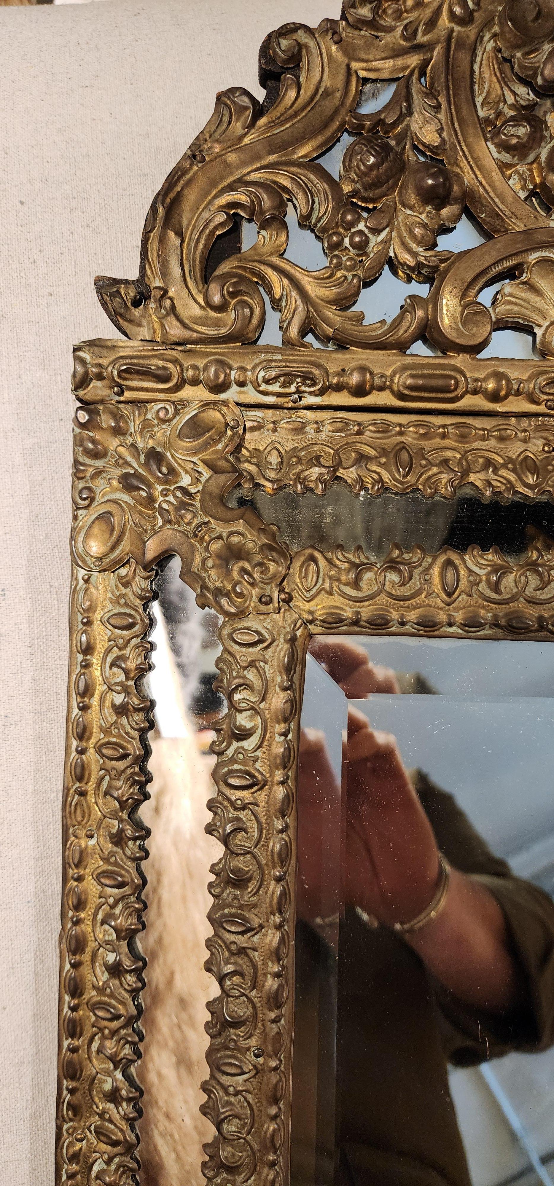 XIXe siècle Miroir hollandais Diminutif en laiton du 19ème siècle en vente