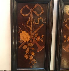 Pannelli intarsiati in legno con cornice del XIX secolo