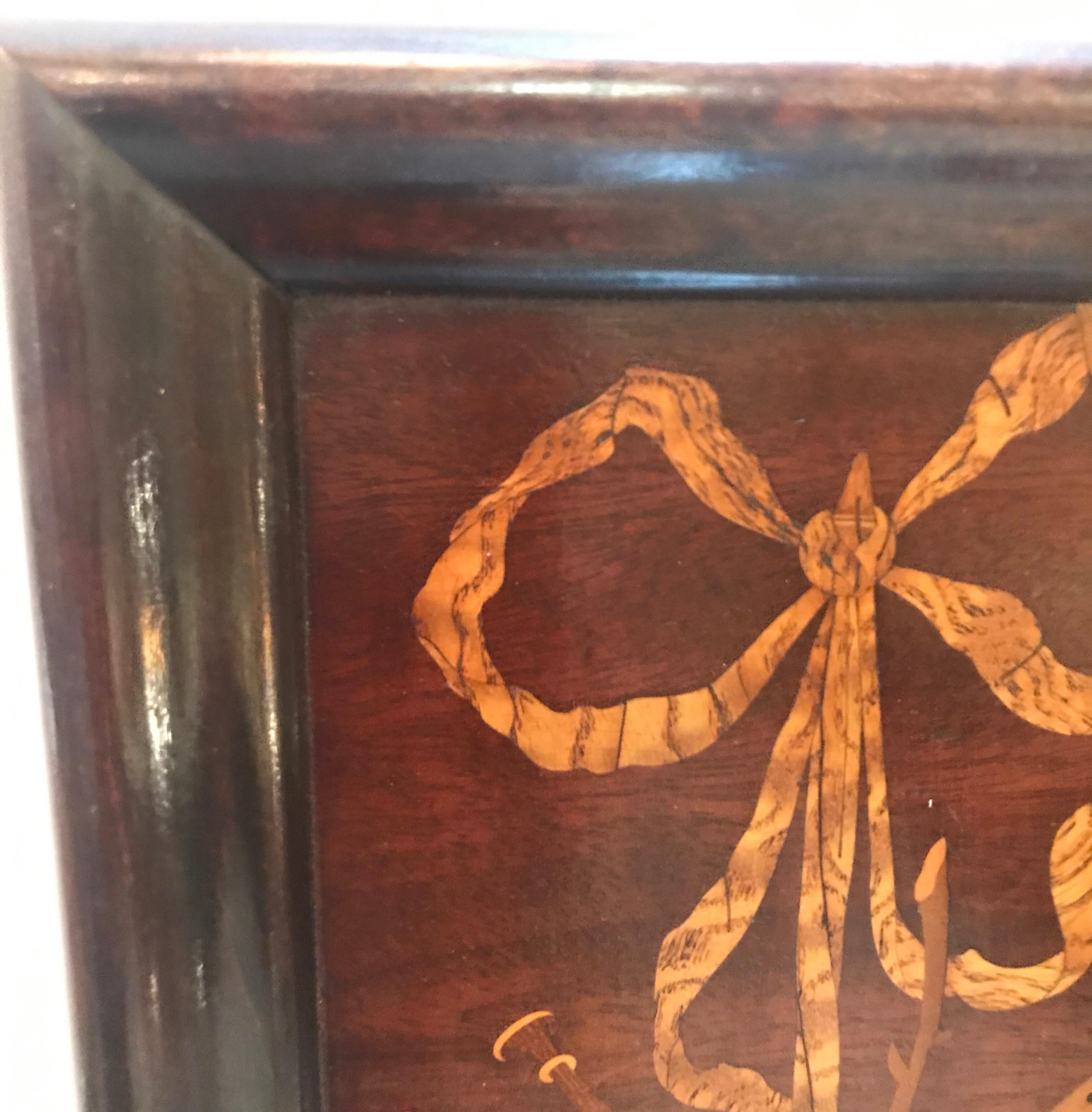 European 19th Century Diminutive Inlaid Wood Framed Panels For Sale