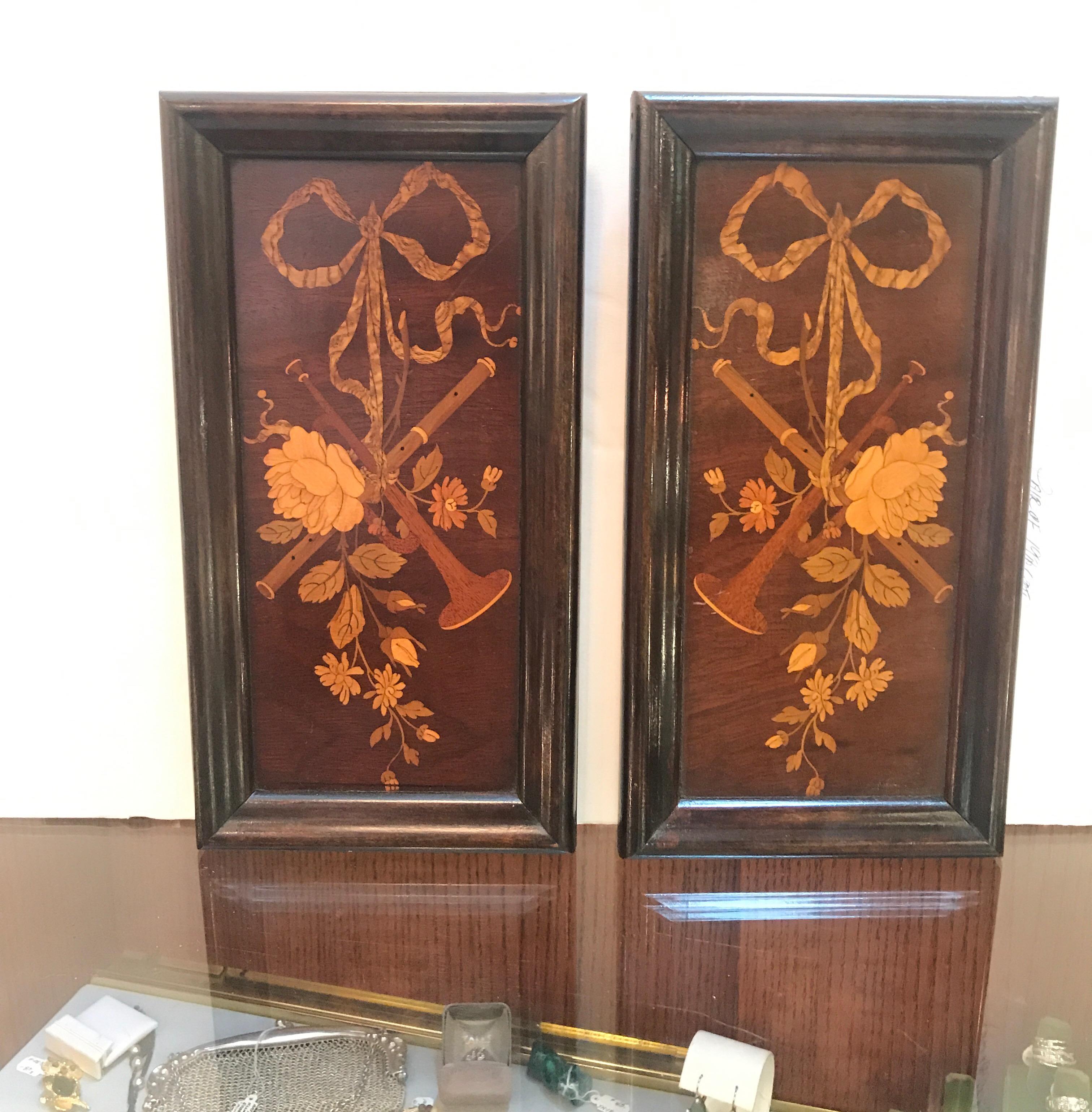 19th Century Diminutive Inlaid Wood Framed Panels In Good Condition For Sale In Lambertville, NJ