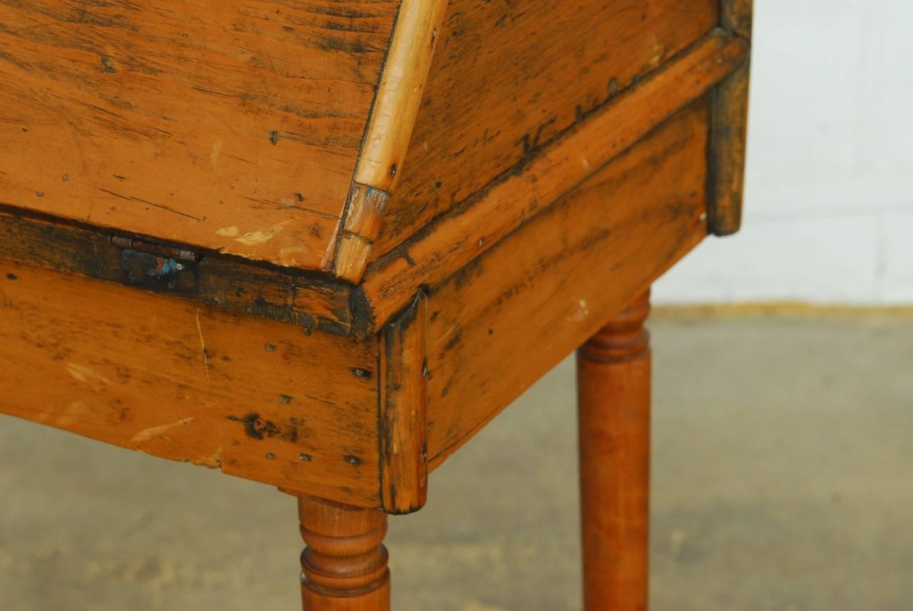 19th Century Diminutive Pine Slant Front Desk In Distressed Condition In Rio Vista, CA