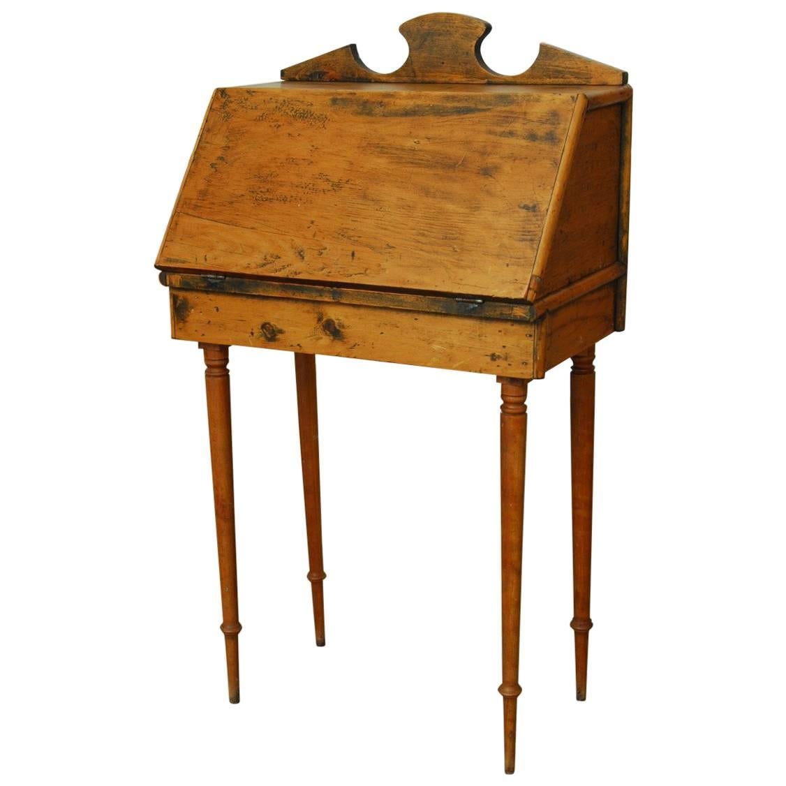 19th Century Diminutive Pine Slant Front Desk
