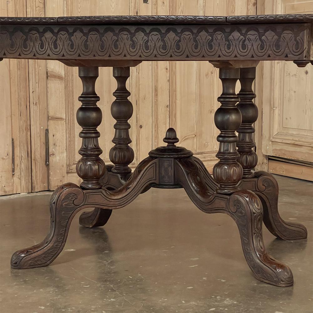 Table de salle à manger du XIXe siècle par Horrix avec feuille sculptée d'origine en vente 6