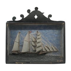 19th Century Diorama Shadow Box of Sailing Vessel