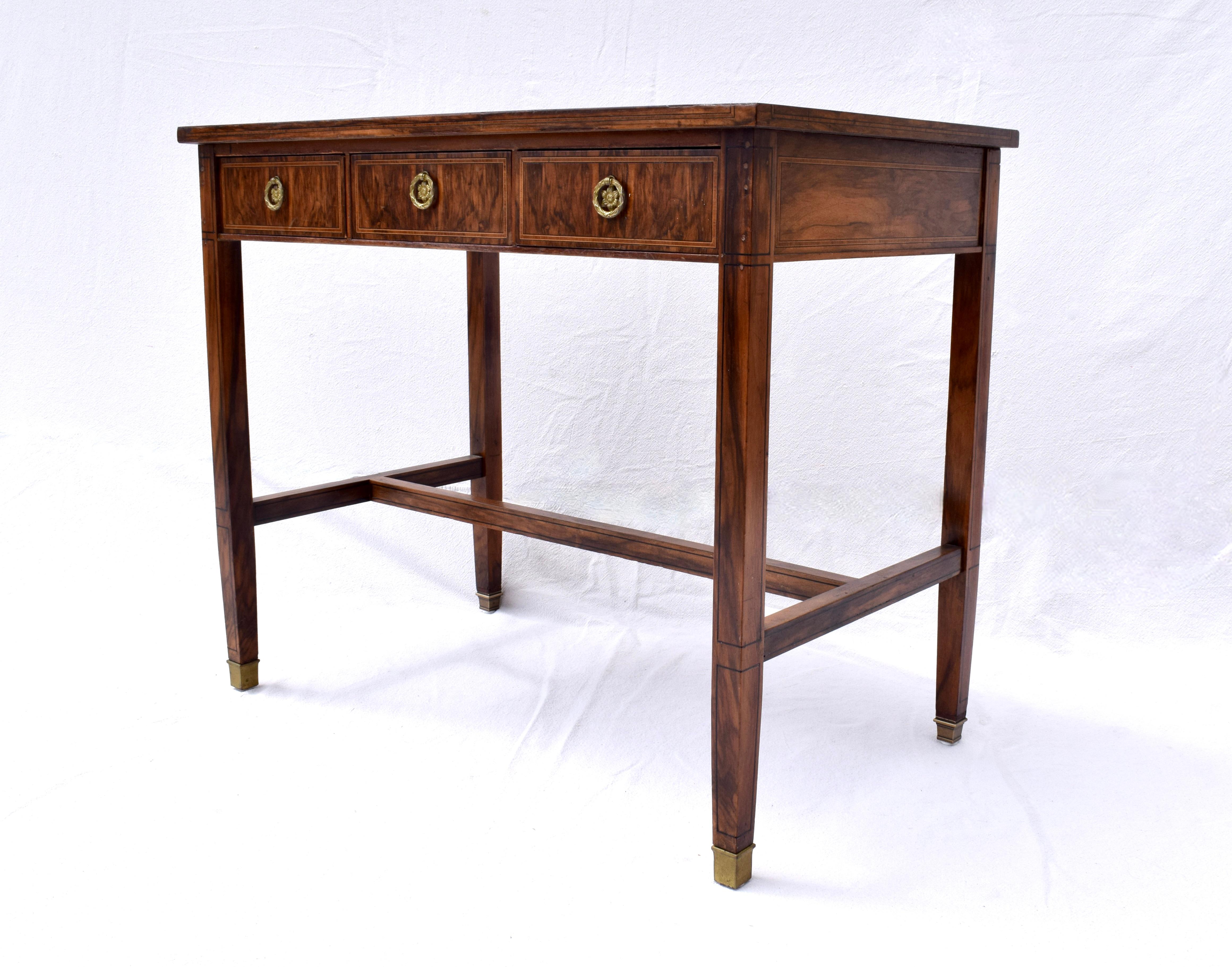 French 19th Century Directoire Influenced Book-Matched Rosewood Writing Table or Desk For Sale