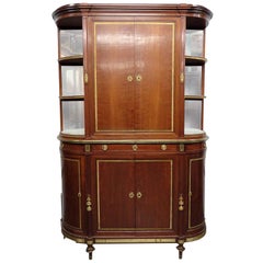 Signed Francois Linke 1890s Mahogany French Directoire China Cabinet Vitrine 