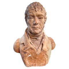 Busto de terracota de Chealier del siglo XIX Directoire