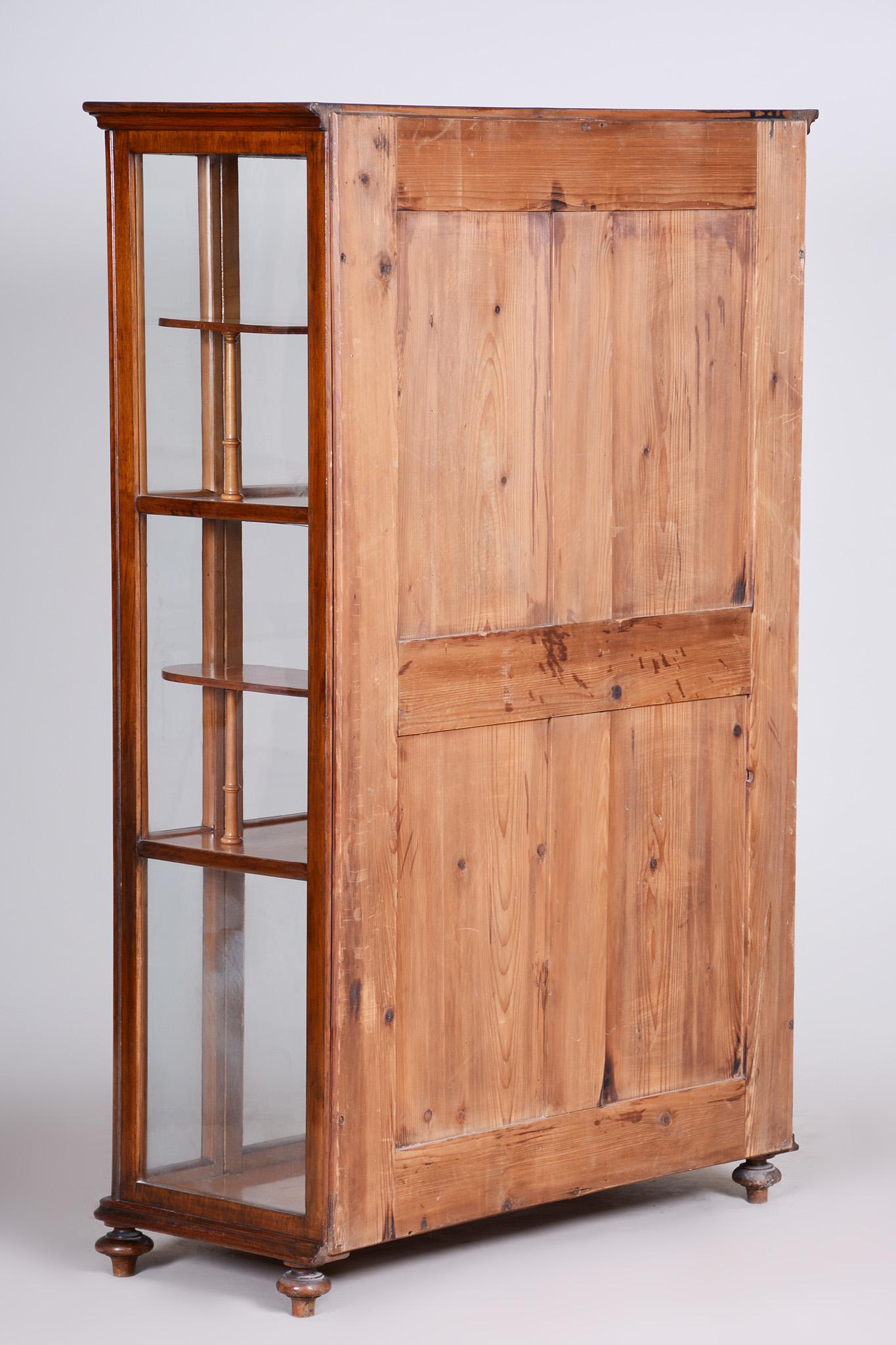 19th Century Display Cabinet Made in Bohemia, Fully Restored Walnut and Glass For Sale 6