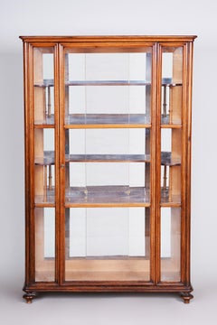 19th Century Display Cabinet Made in Bohemia, Fully Restored Walnut and Glass