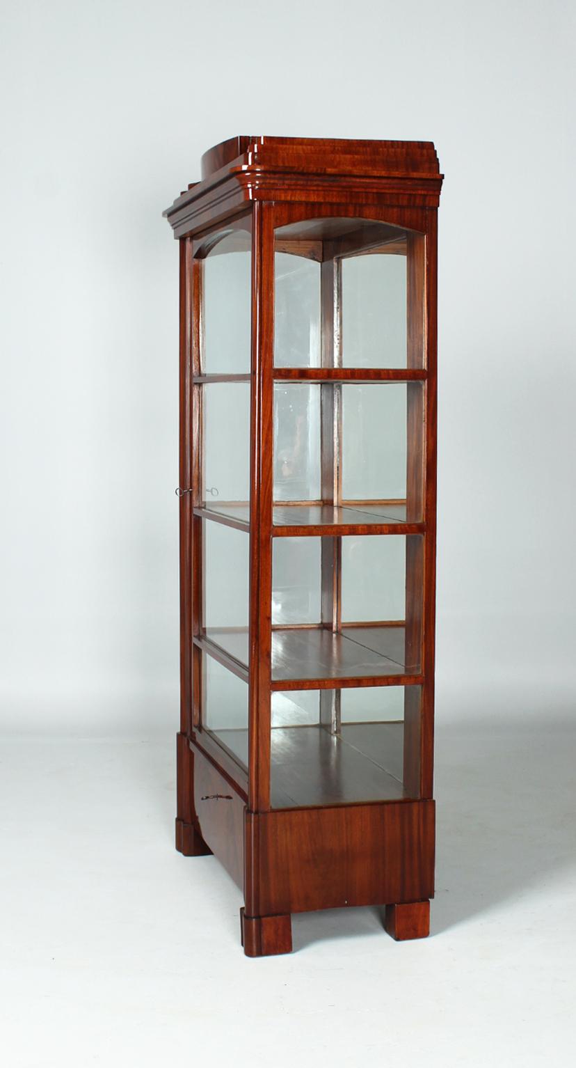 German 19th Century Display Cabinet, Small Bookcase, Mahogany, Biedermeier, c. 1835