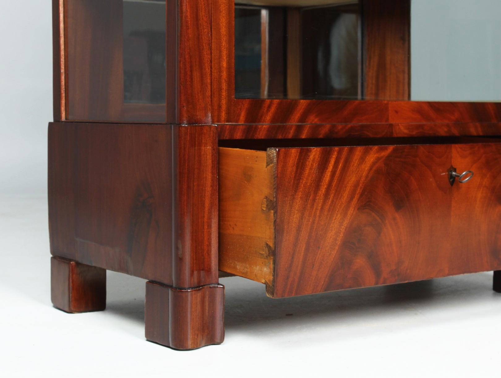 19th Century Display Cabinet, Small Bookcase, Mahogany, Biedermeier, c. 1835 1