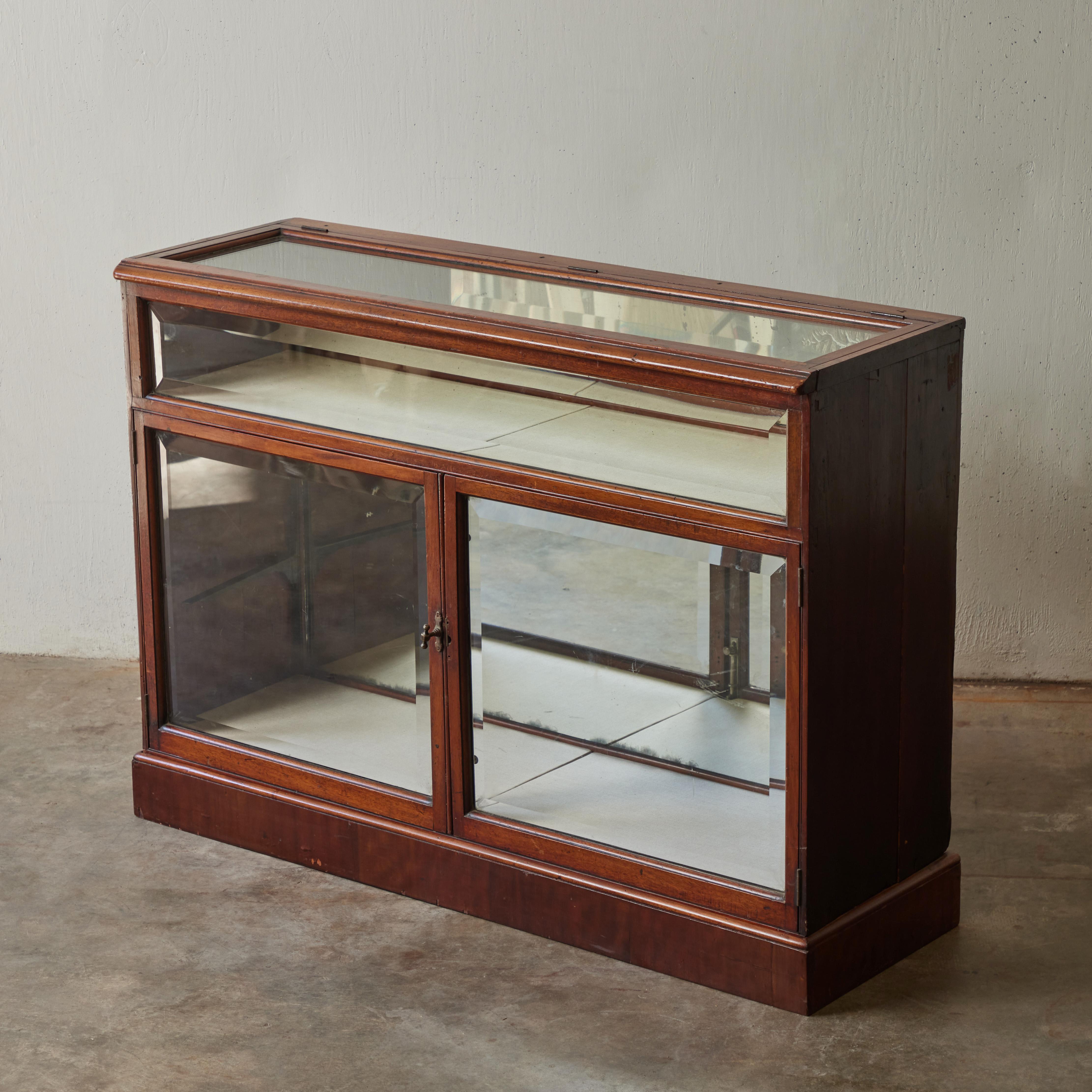 Glass 19th Century English Mahogany Display Case 