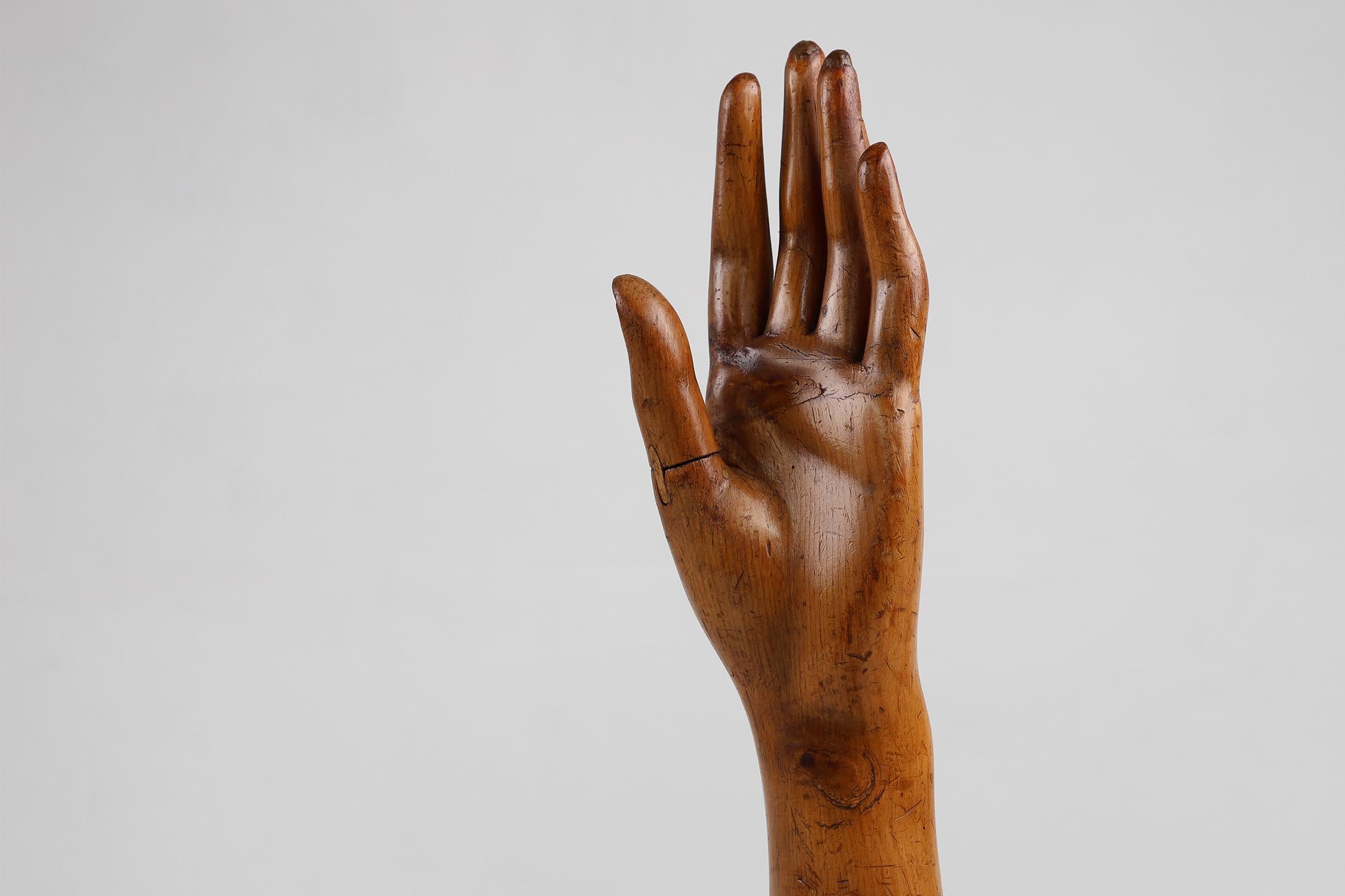 Maniquí de exhibición del siglo XIX hecho a mano en pino, Francia Tallado a mano en venta