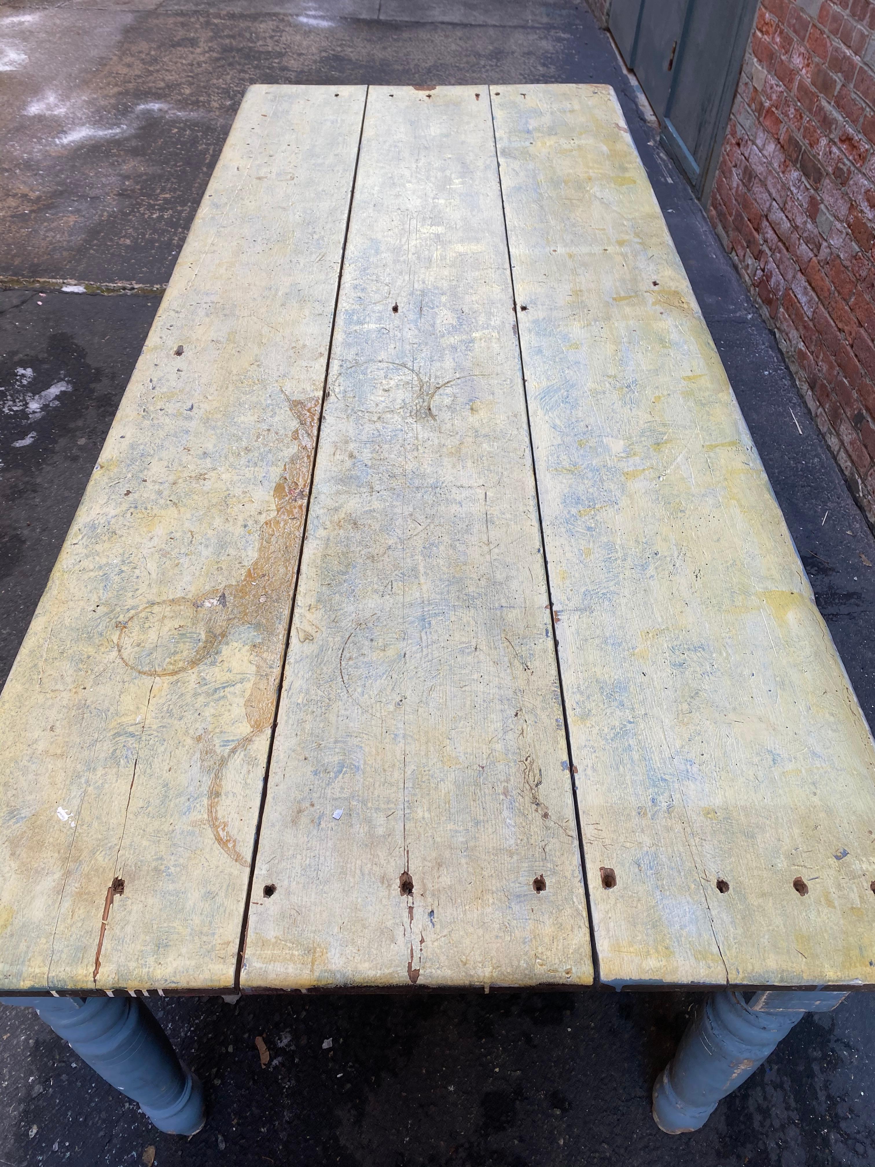 19th Century Distressed Farm Table 7