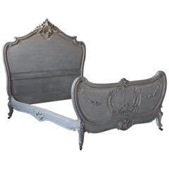 19th Century Distressed Finish Louis XV Style Bed Frame