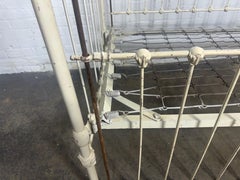 19th Century Distressed white Iron "Stick & Ball Baby Crib / daybed / bench