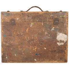 Antique 19th Century Distressed Wooden Artist's Paint Box, circa 1890