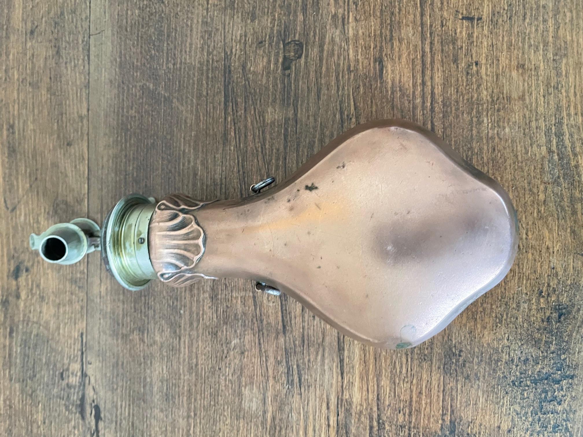 English 19th Century Dixon & Sons Copper and Brass Powder Flask For Sale