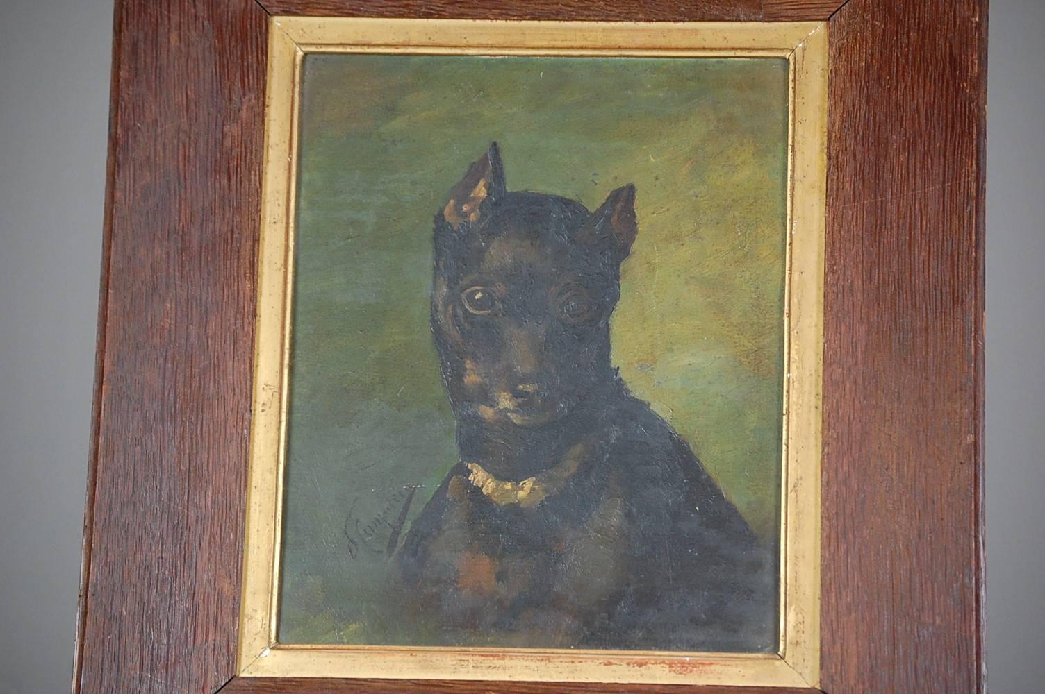 19th Century Dog Portrait Oil Painting In Good Condition In Pease pottage, West Sussex