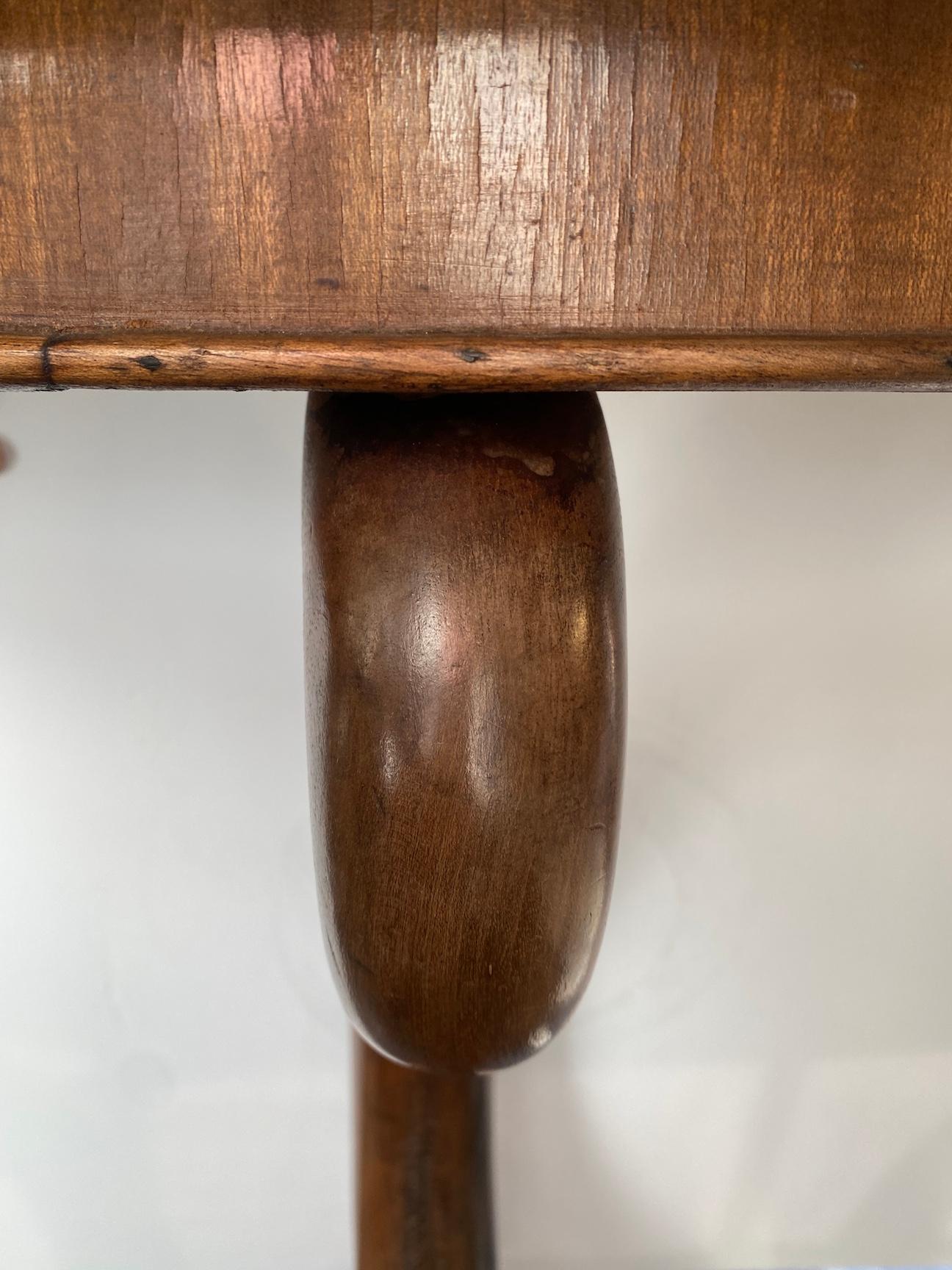Walnut Dolphin Base Marble Top Center Table In Good Condition In Newport Beach, CA