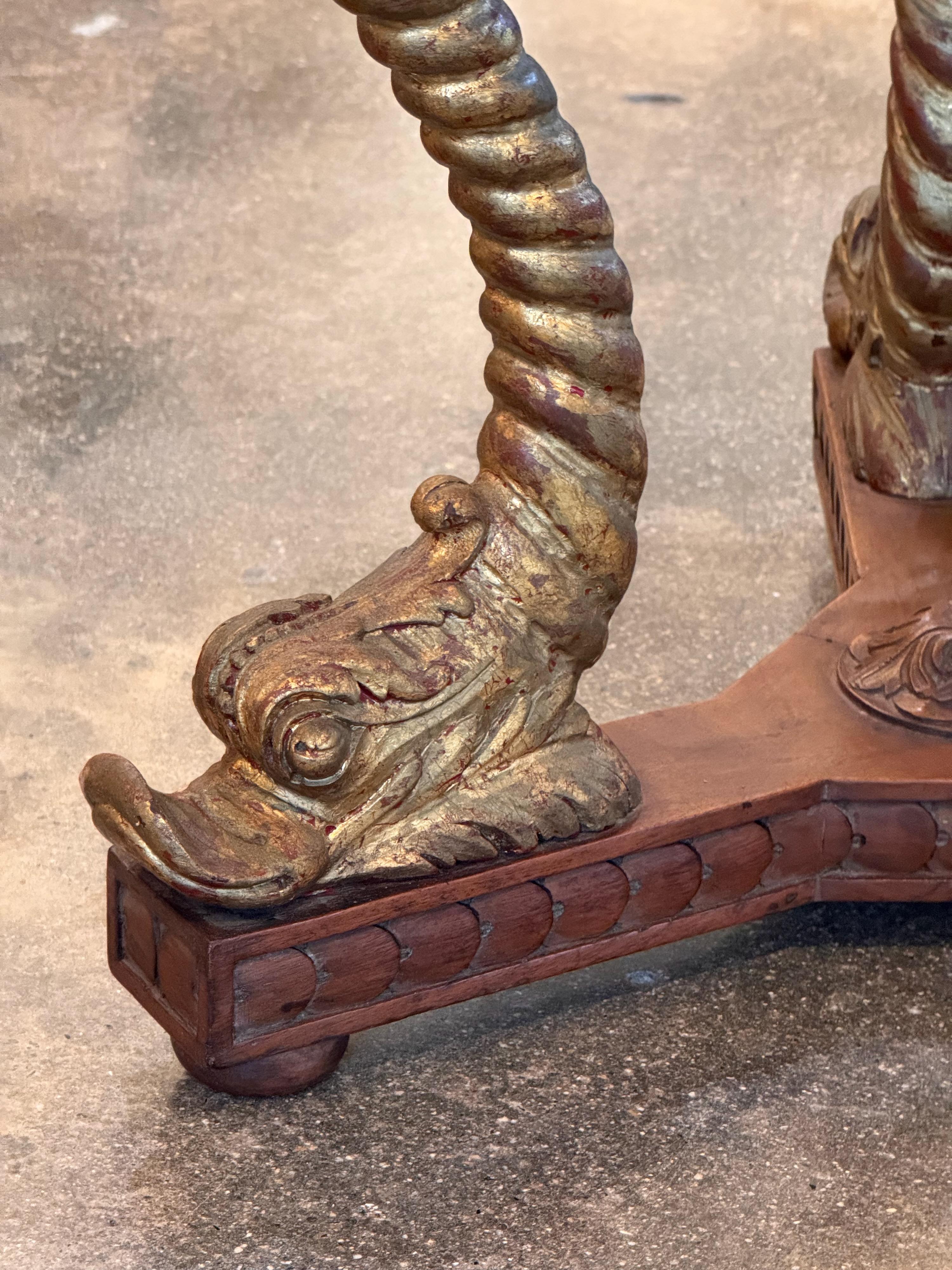 Marble 19th Century Dolphin Base Table For Sale