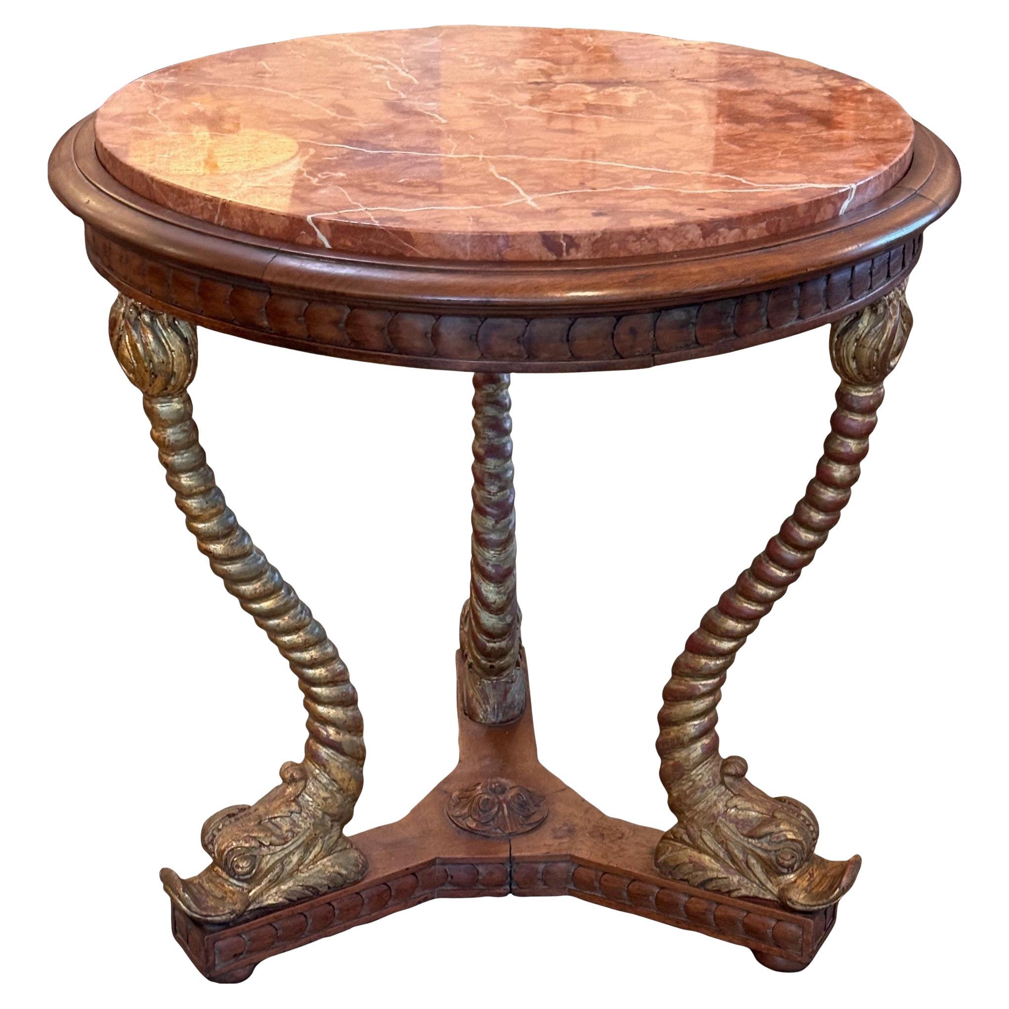 19th Century Dolphin Base Table For Sale