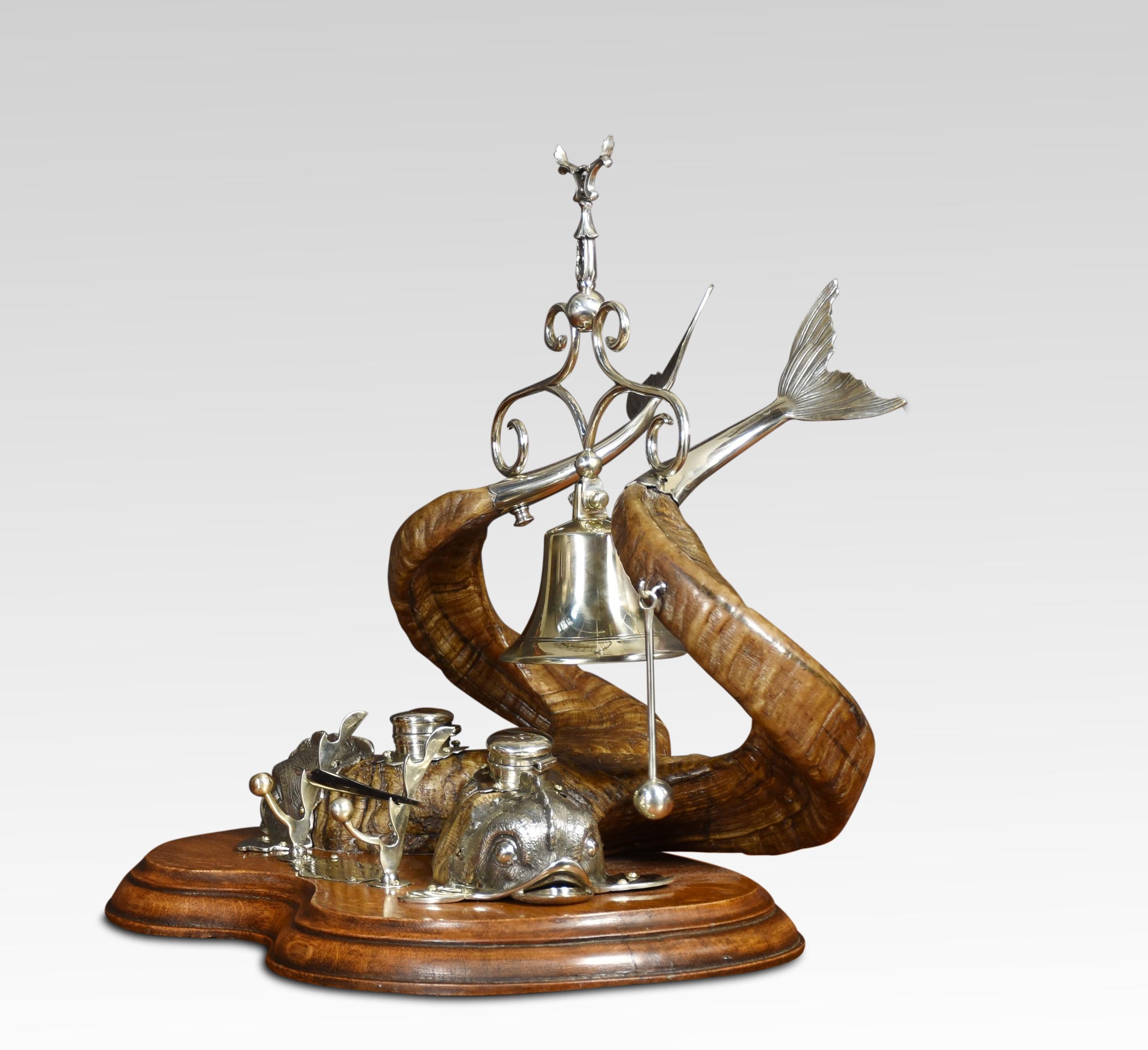 19th Century Dolphin Inkstand In Good Condition For Sale In Cheshire, GB