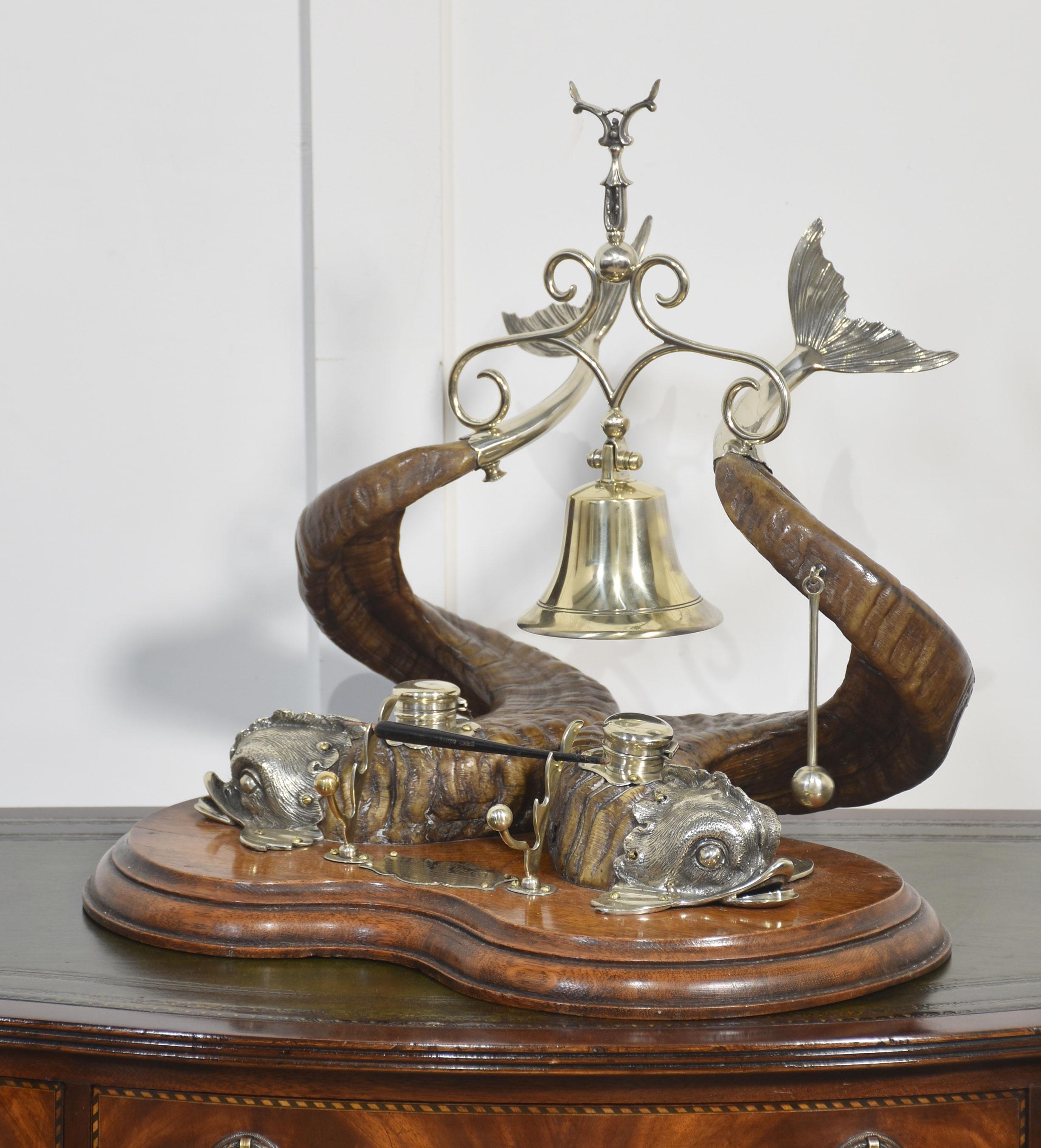Oak 19th century dolphin Inkstand For Sale