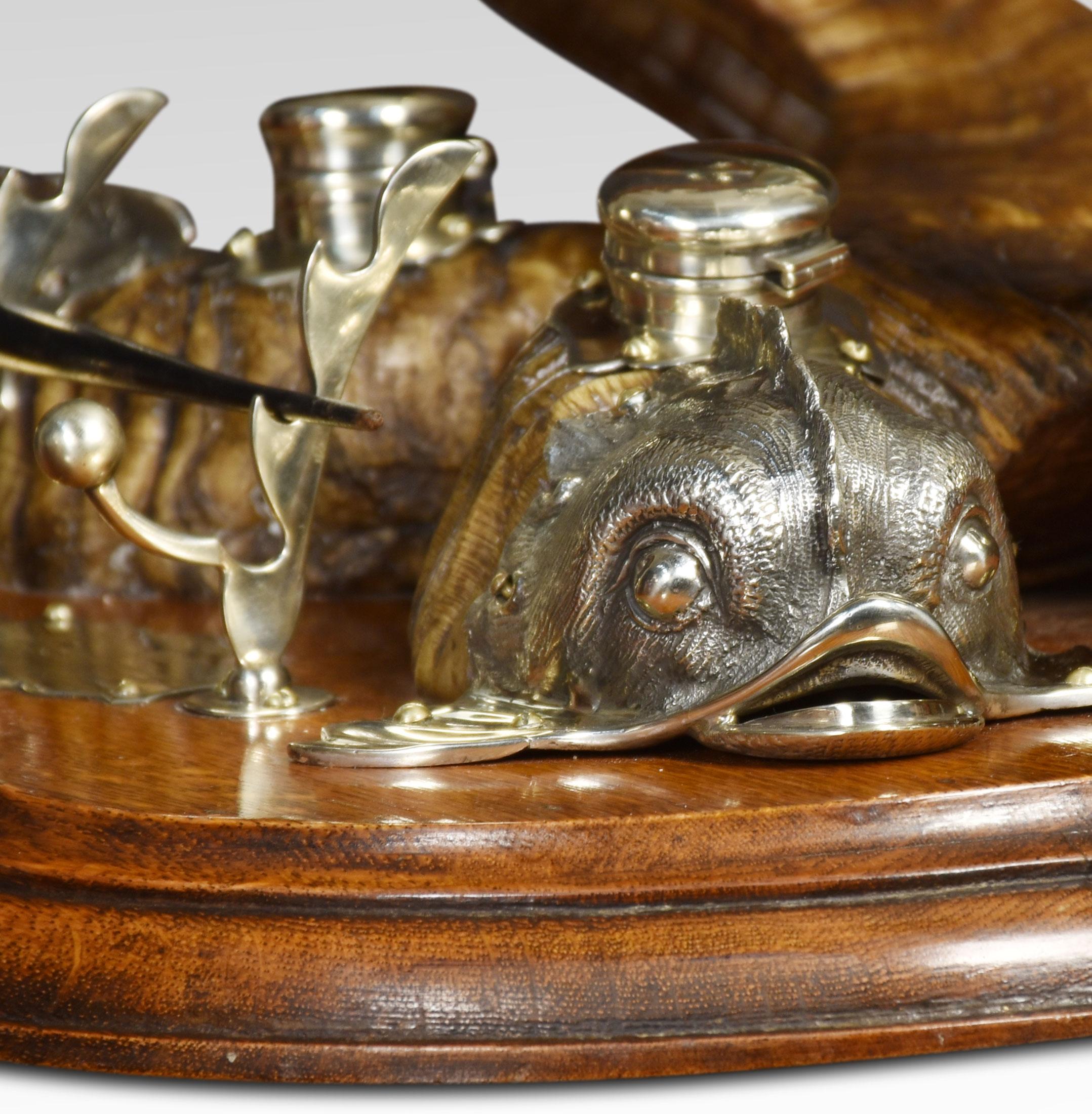 19th Century Dolphin Inkstand For Sale 1