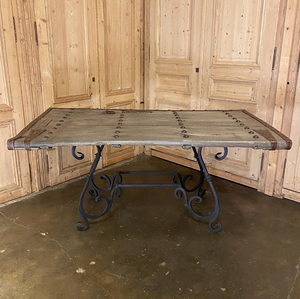 19th Century Door Converted to Wrought Iron Dining Table For Sale 1
