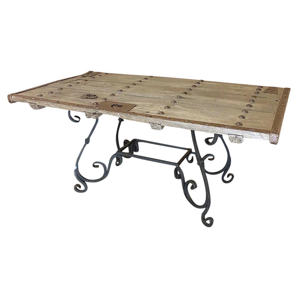 19th Century Door Converted to Wrought Iron Dining Table
