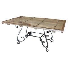19th Century Door Converted to Wrought Iron Dining Table