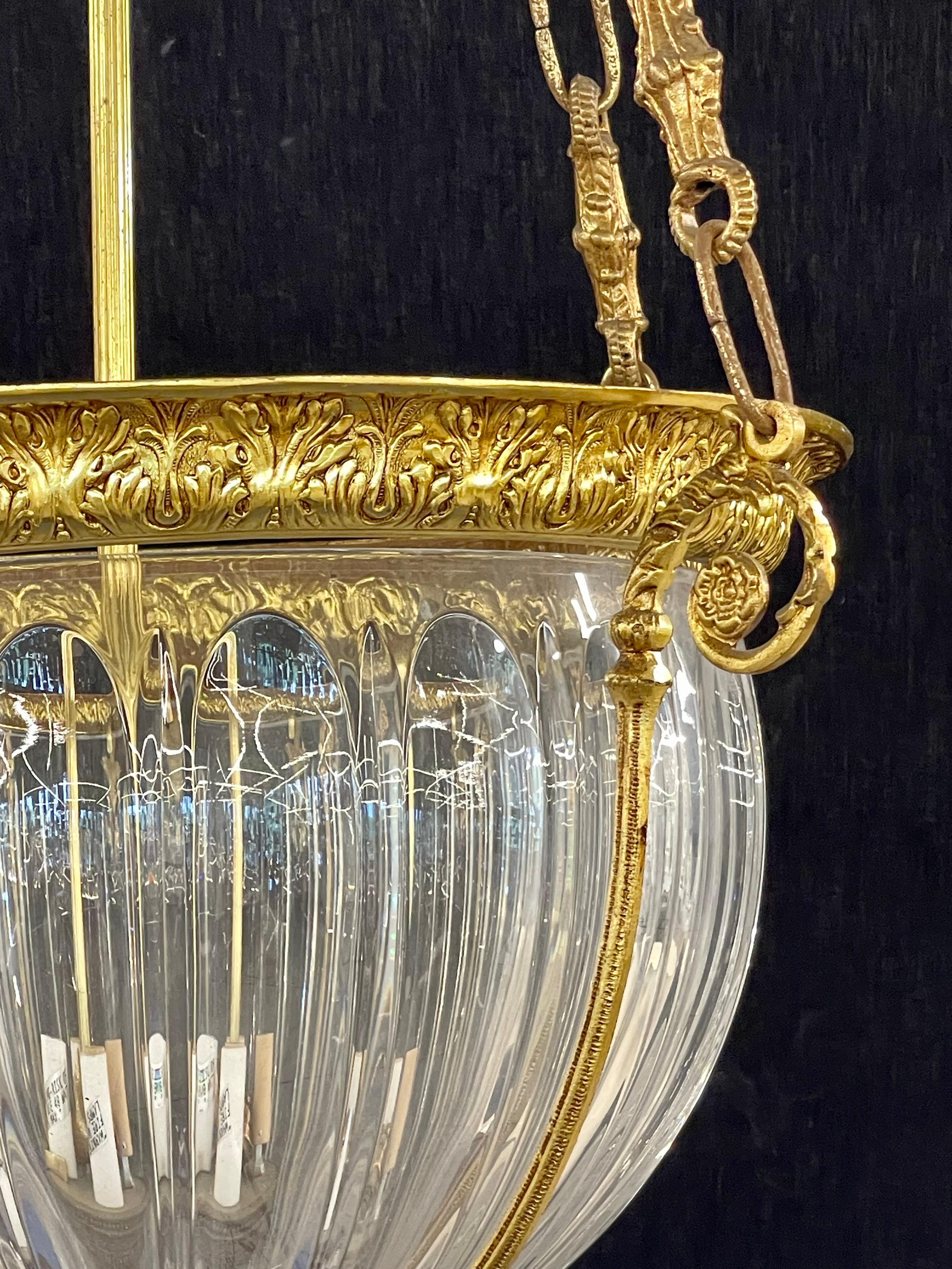 French 19th Century Dore Bronze Chandelier, Louis XVI Dome Style For Sale