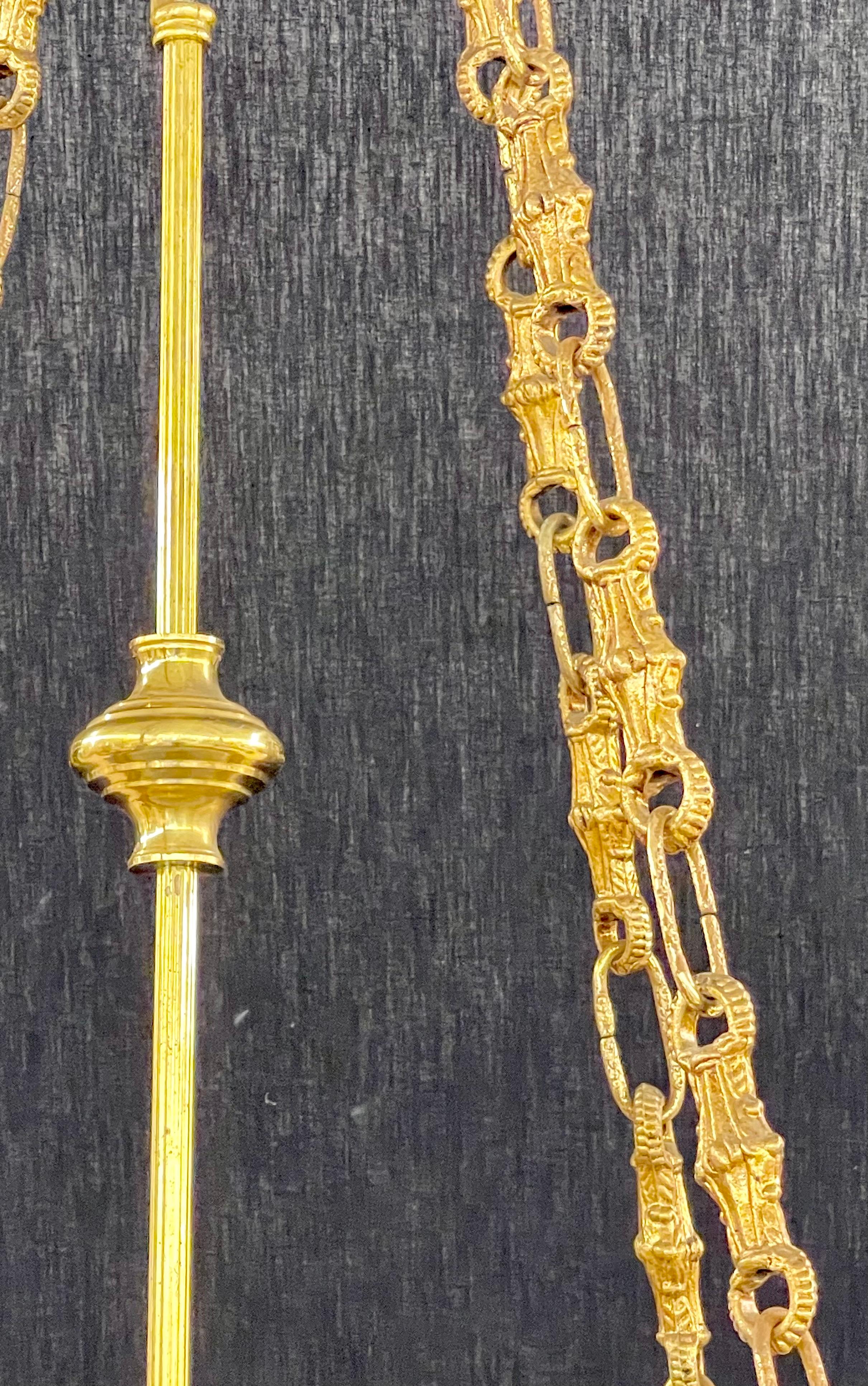 Araña de Bronce Dore del Siglo XIX, Estilo Cúpula Luis XVI Vidrio en venta