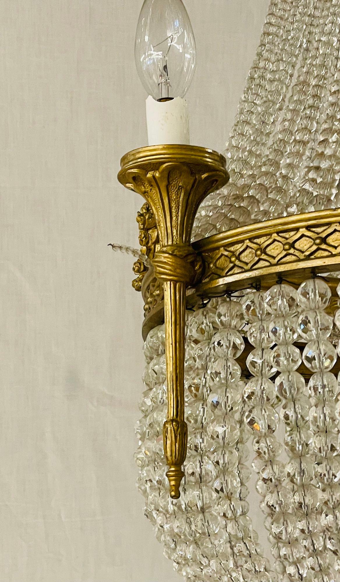 Lustre en bronze doré du XIXe siècle, style Louis XVI, plaques en bois de tilleul 8