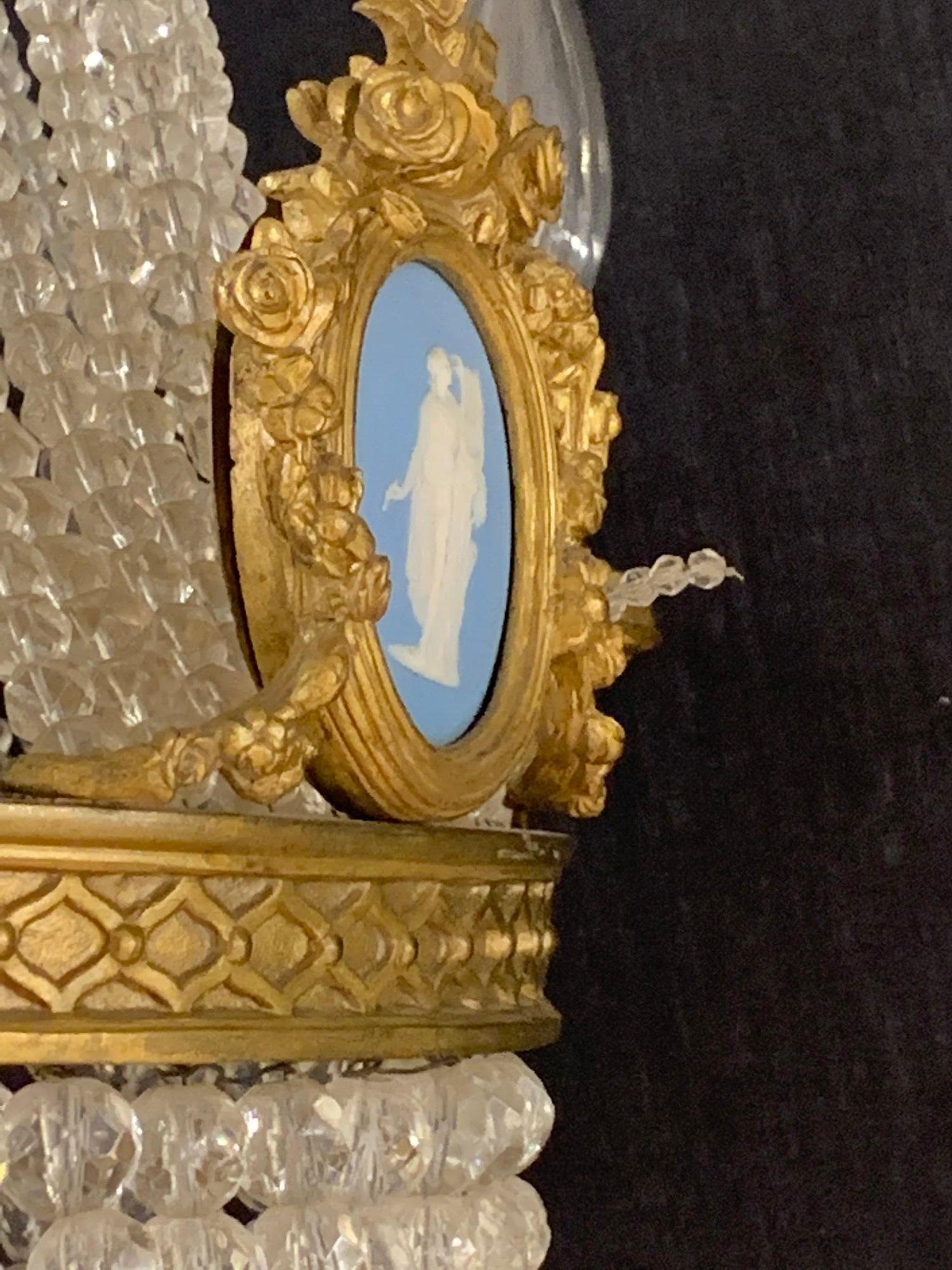 19th Century Dore Bronze Chandelier, Louis XVI, Wedgewood Plaques 12