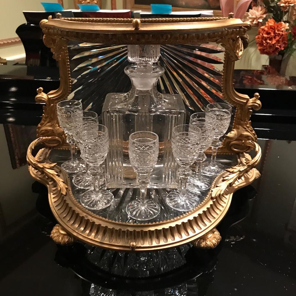 19th Century Dore Bronze and Crystal Tantalus Set In Good Condition In Washington Crossing, PA