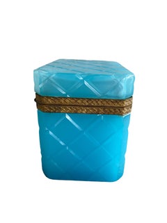 19th Century Dore Bronze Mounted Blue Opaline Cut Crystal Box