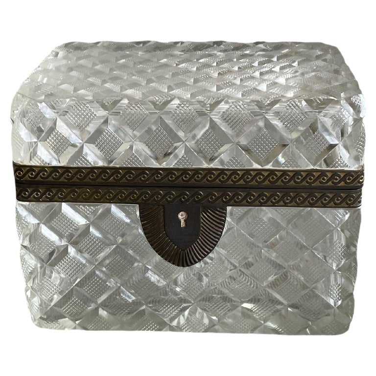 Antique French Cut Crystal Box with Bronze Mounts For Sale at 1stDibs