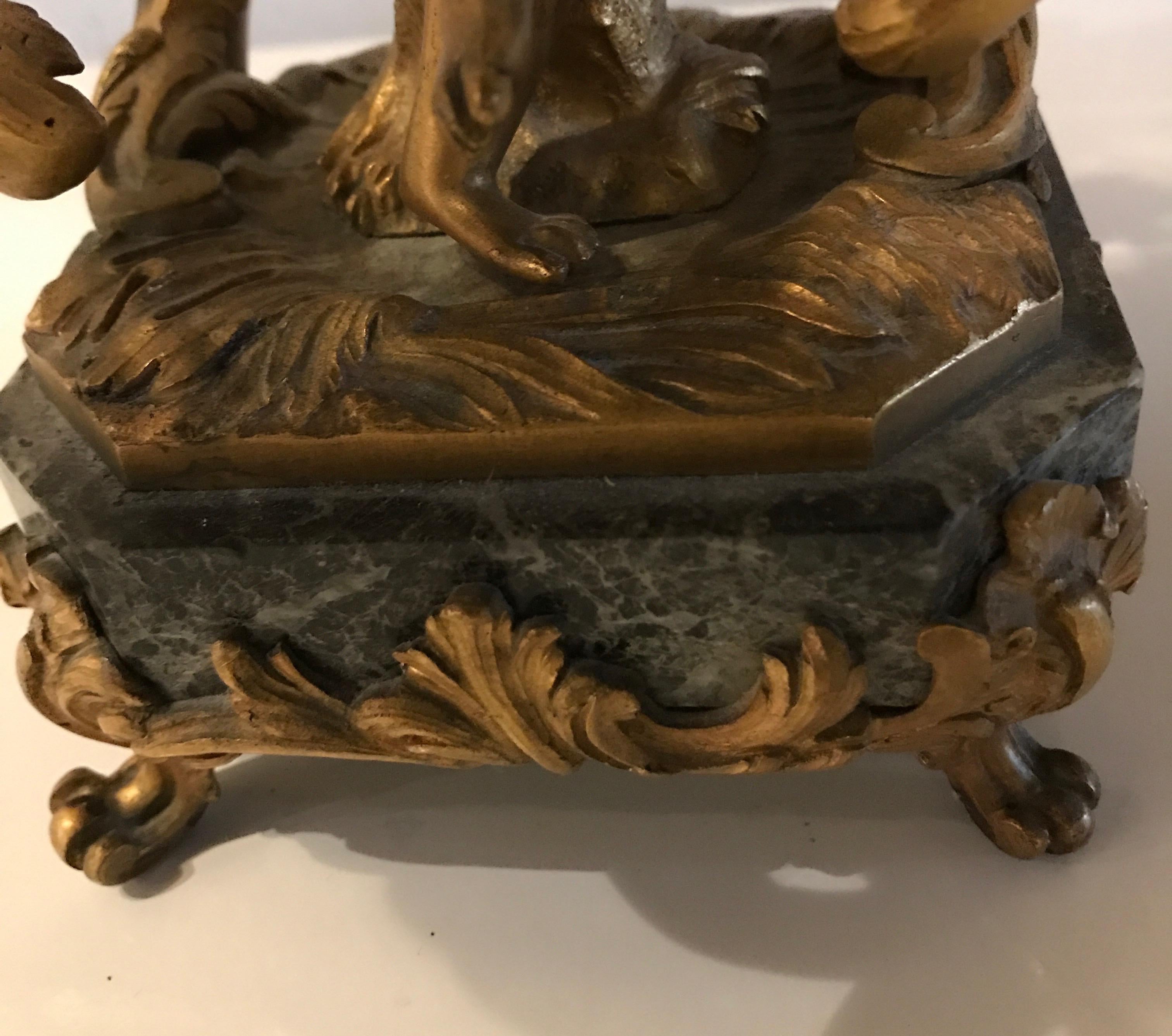 19th Century Doré Bronze Putto Candelabra For Sale 3