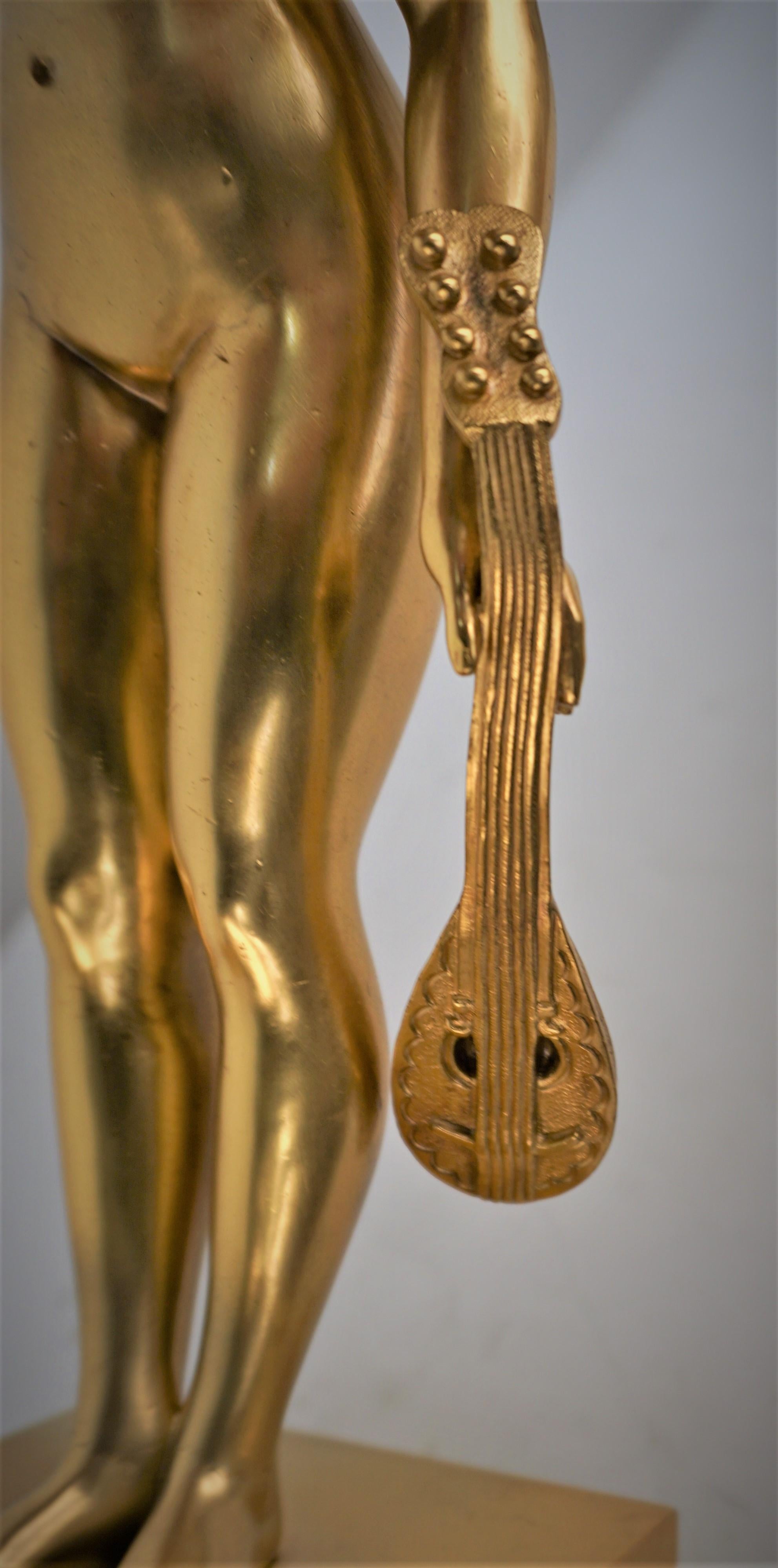 19th Century Dore Bronze statue Female Musician For Sale 5