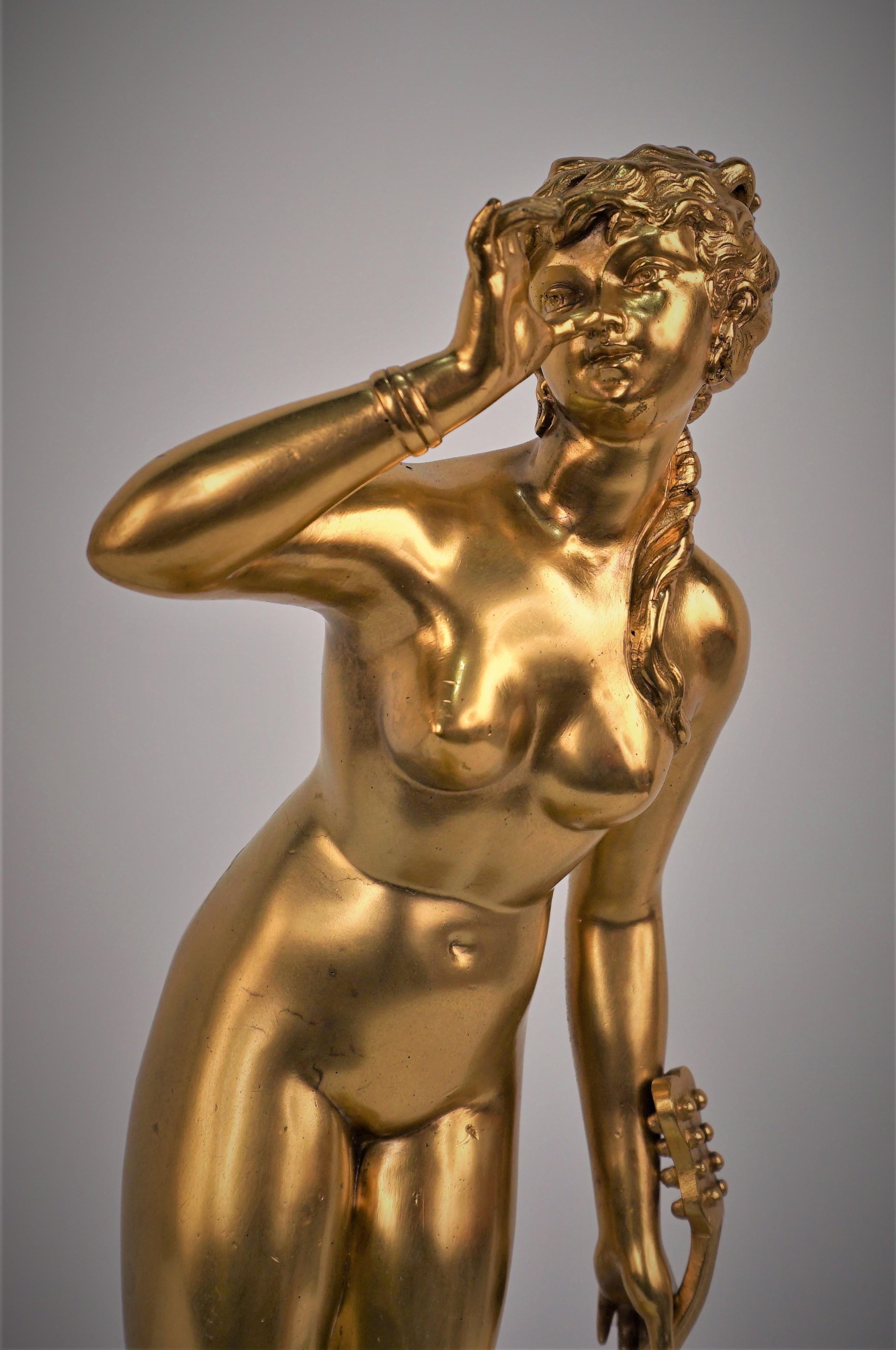19th Century Dore Bronze statue Female Musician For Sale 2