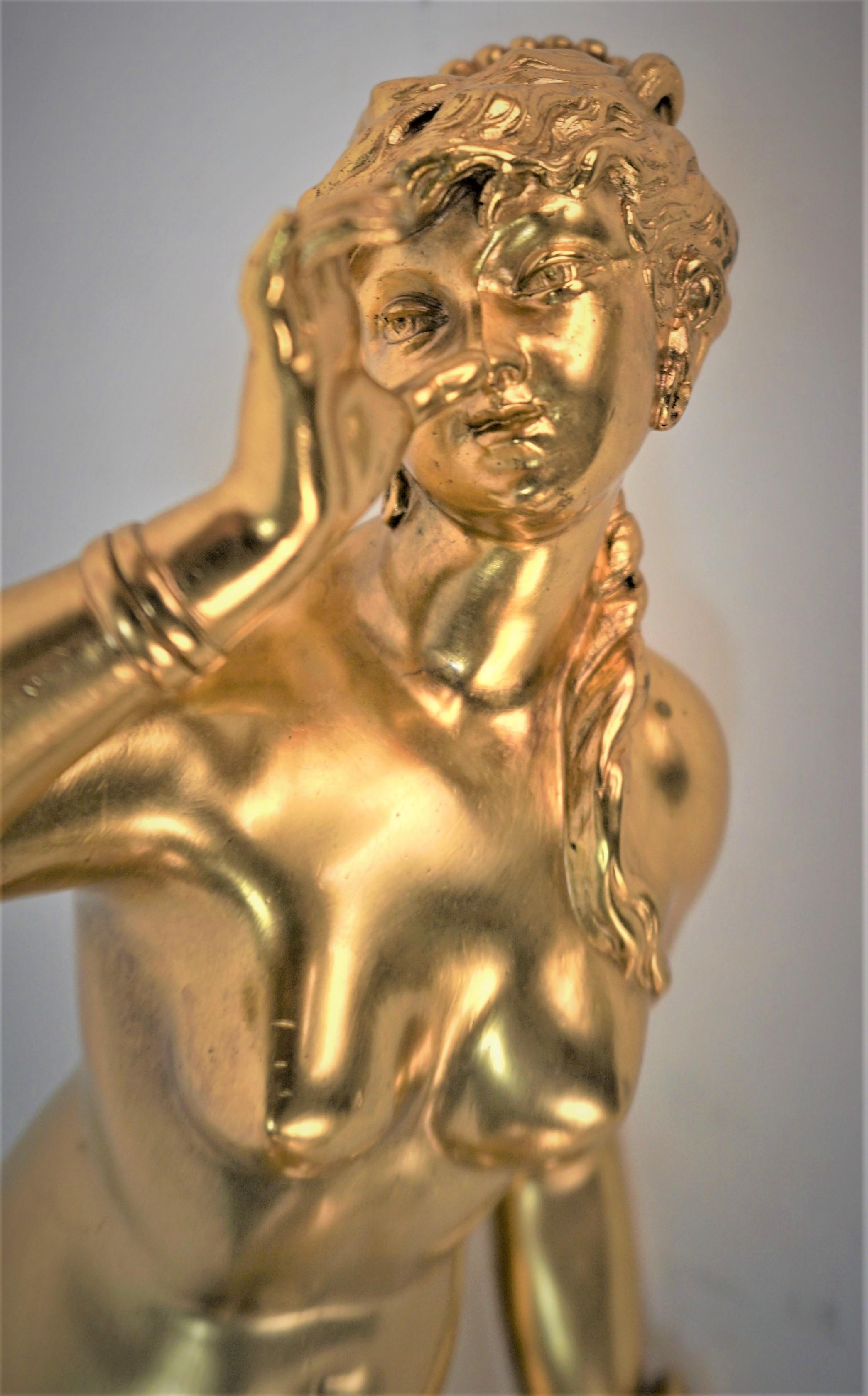 19th Century Dore Bronze statue Female Musician For Sale 3