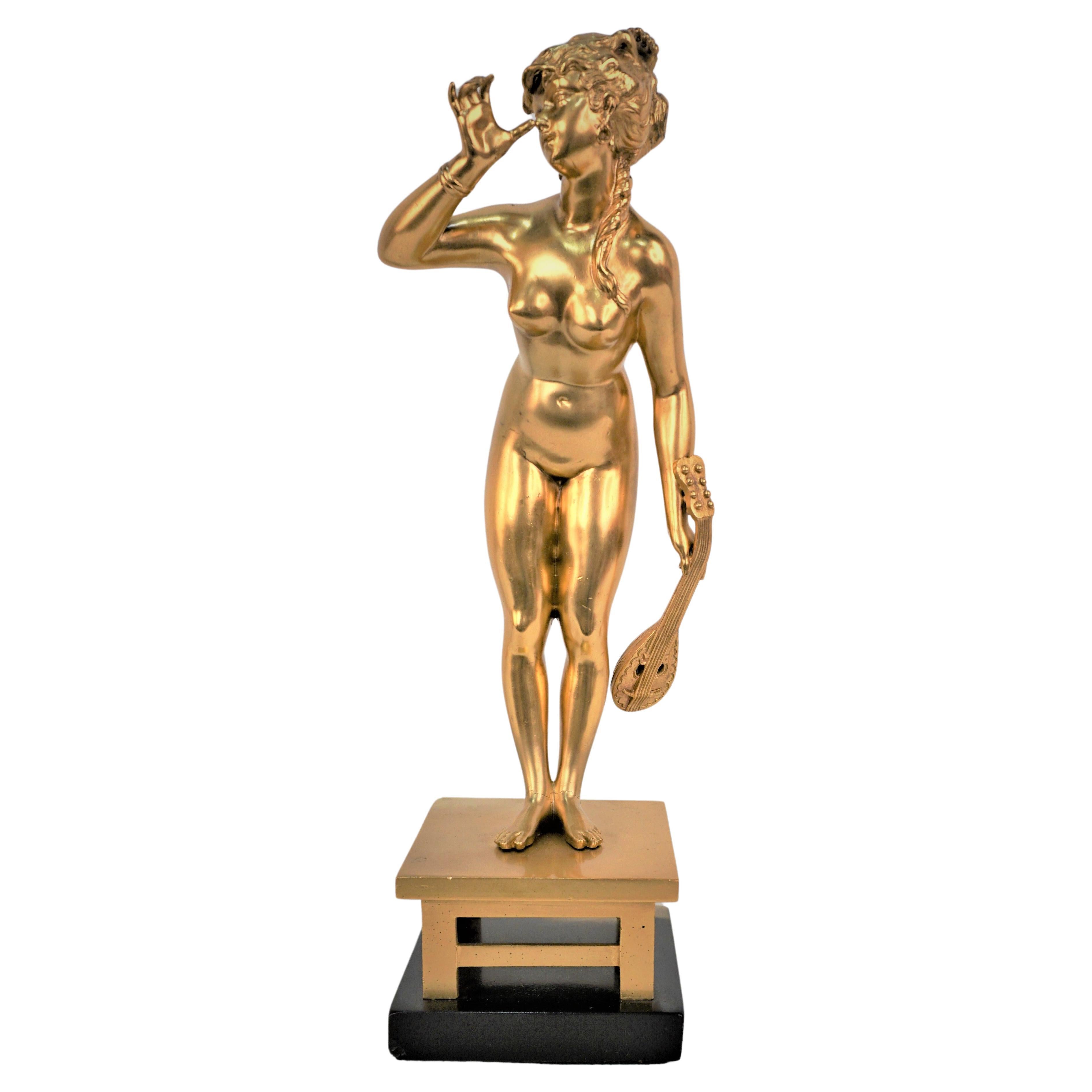 19th Century Dore Bronze statue Female Musician For Sale