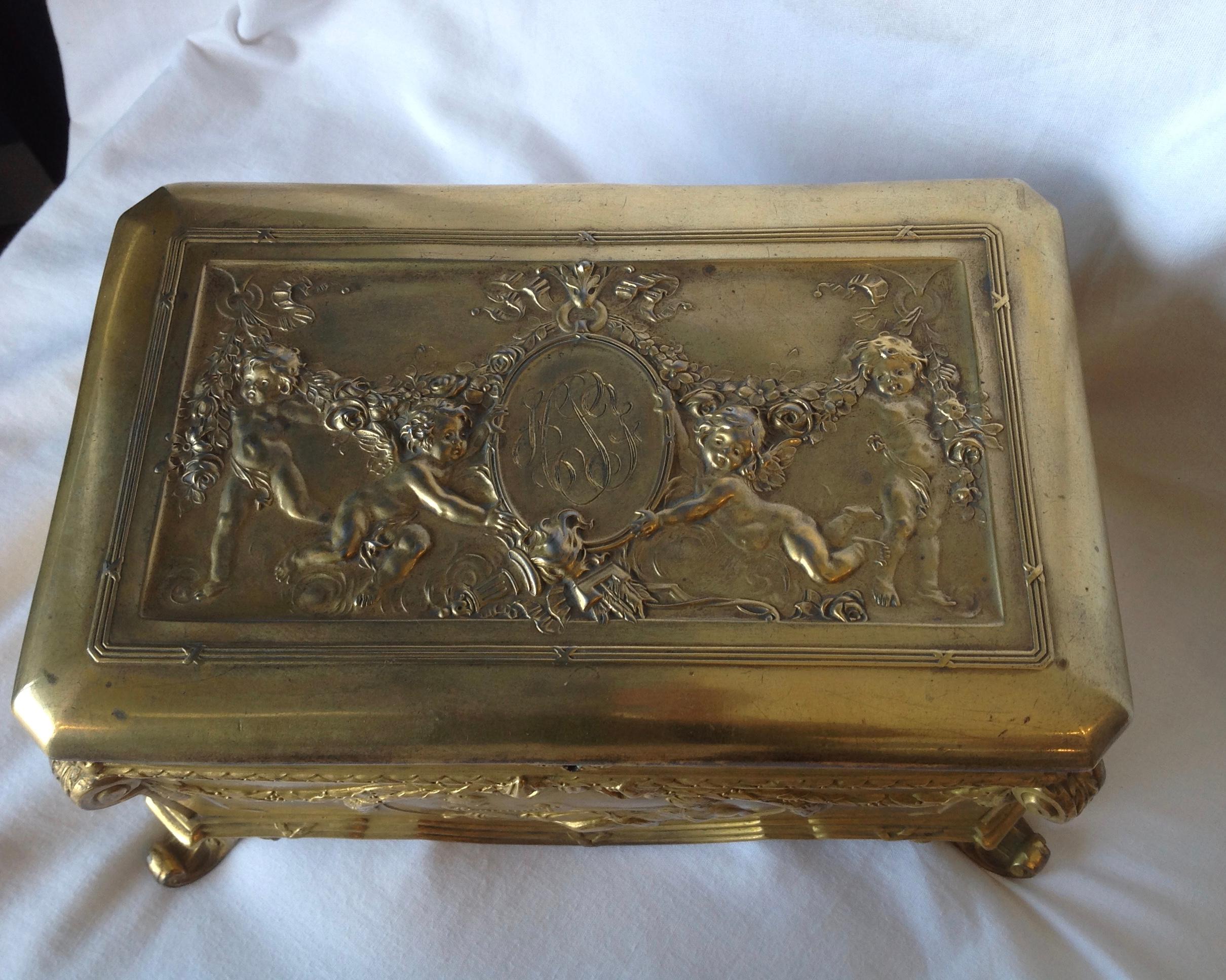 Velvet 19th Century Doré Jewel Box