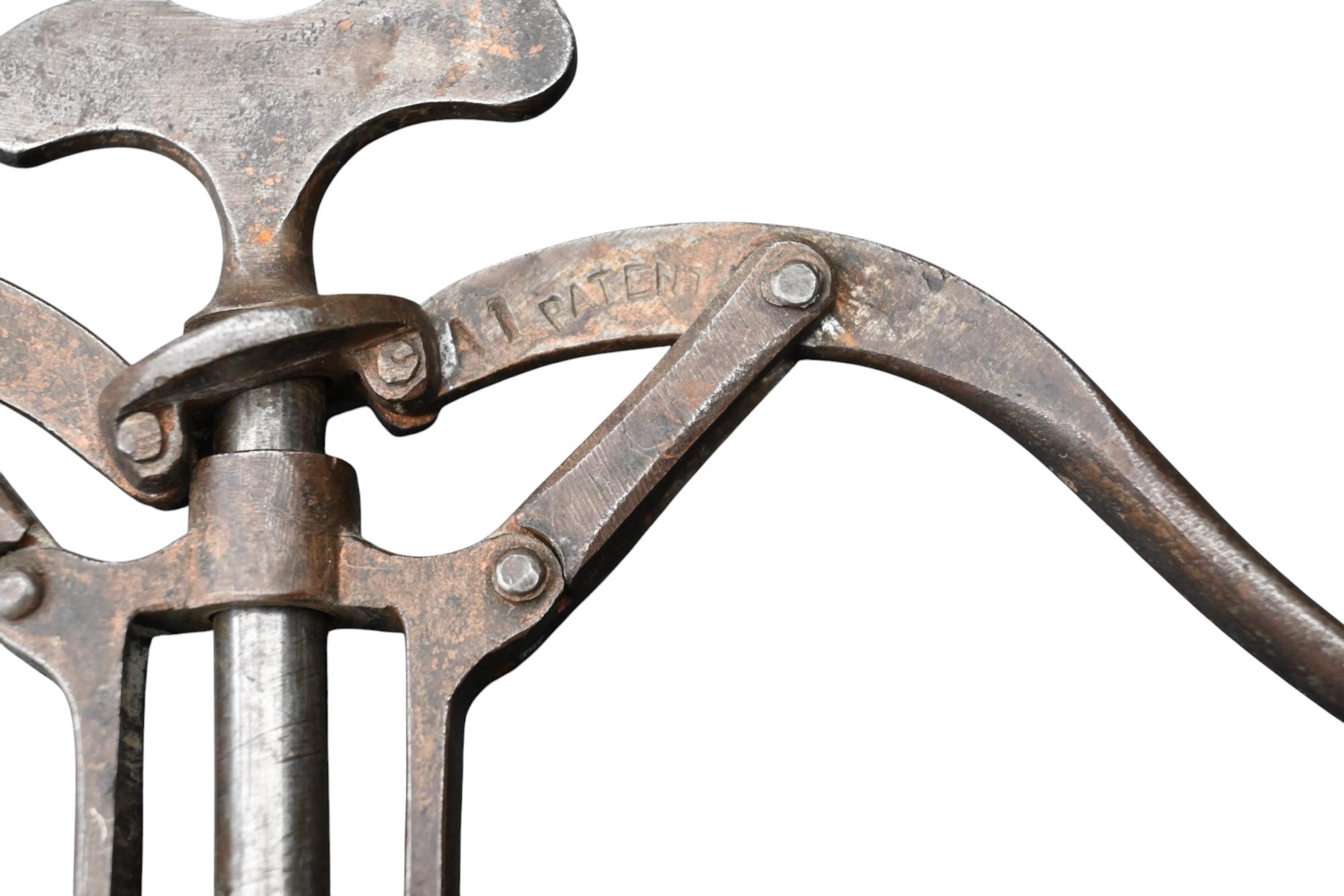 British Antique  Double Lever Patent mechanical Corkscrew By James Heeley & Sons, 19th C For Sale