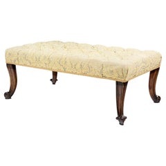 19th Century Double Upholstered Footstool with Mahogany Legs