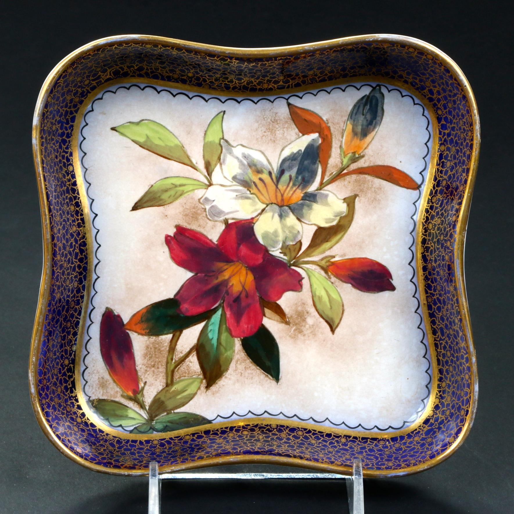 Porcelain 19th Century Doulton Burslem Hand Painted Floral Dessert Set For Sale